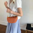 Stylish Woven Handbag with Beaded Handle