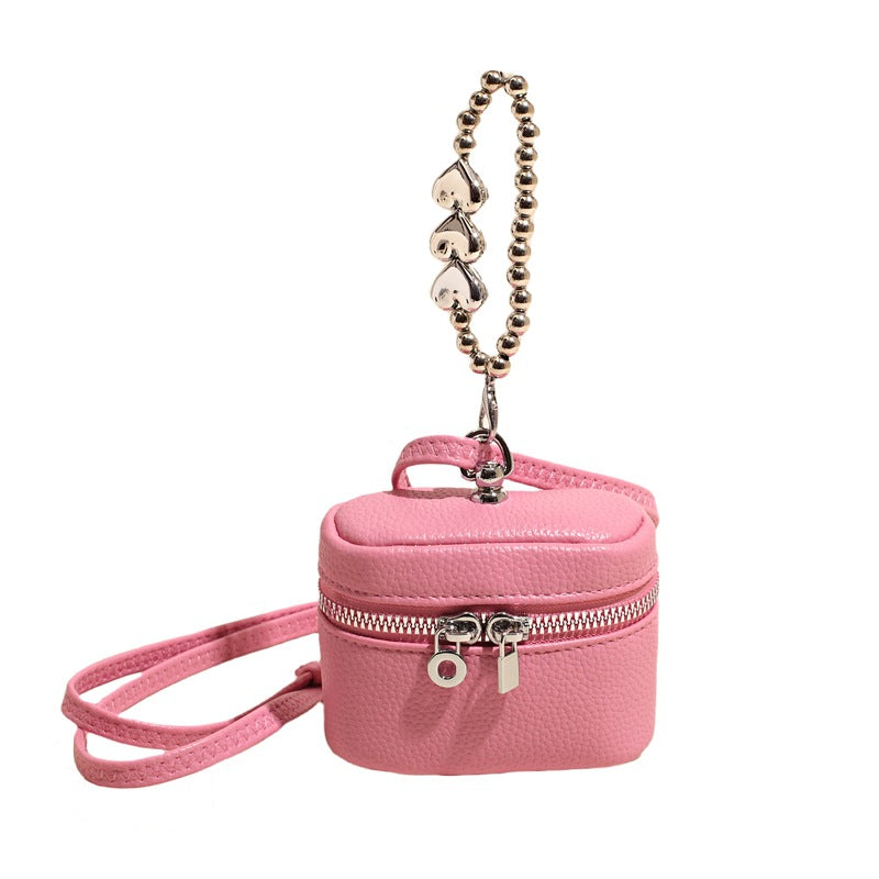 Women’s Mini Shoulder Bag with Decorative Heart Pendant-https://detail.1688.com/offer/1022392605546.html-Calm Wears-Rosa-Size: without pendant-Calm Wears