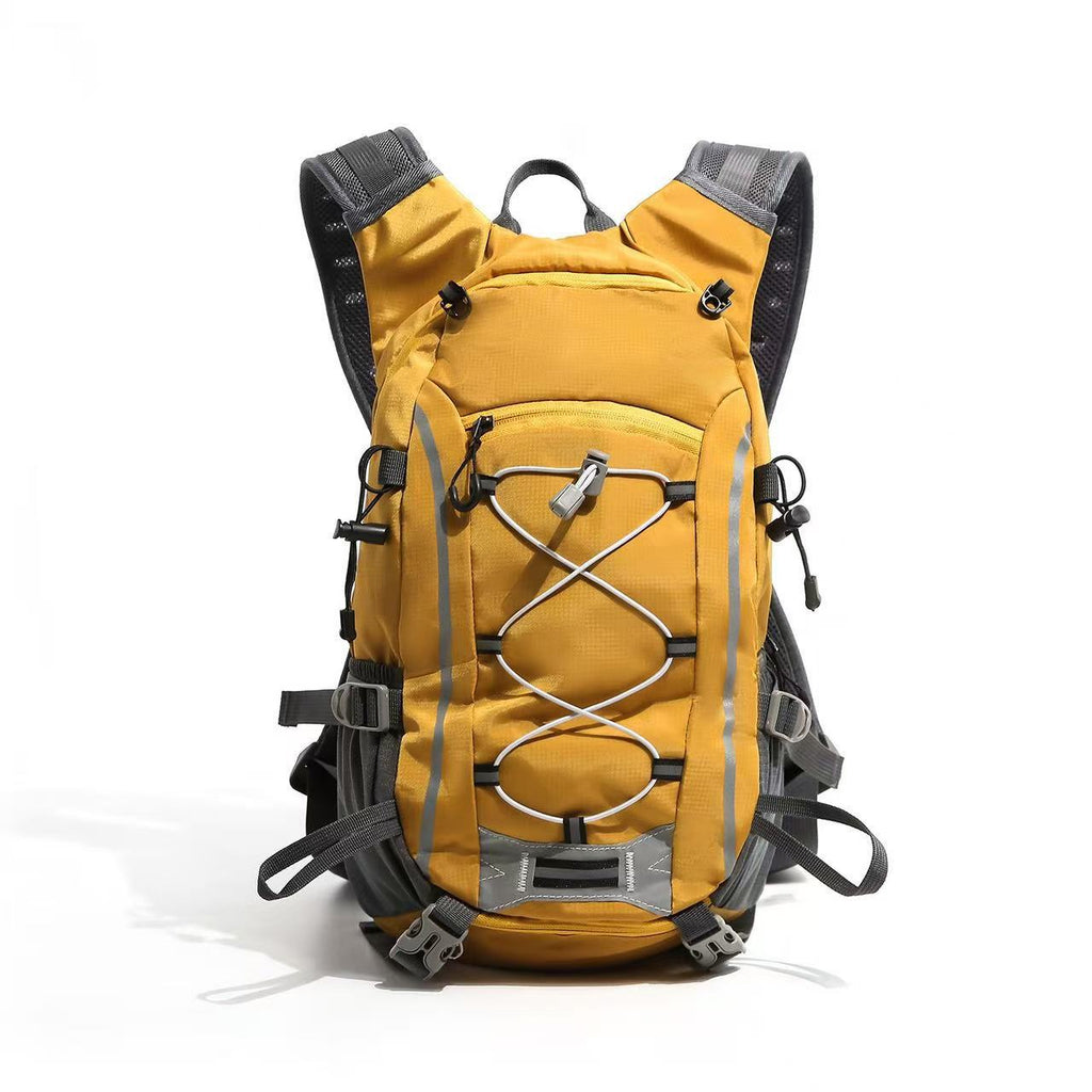 Sporty hiking backpack with ergonomic carrying system and reflective accents