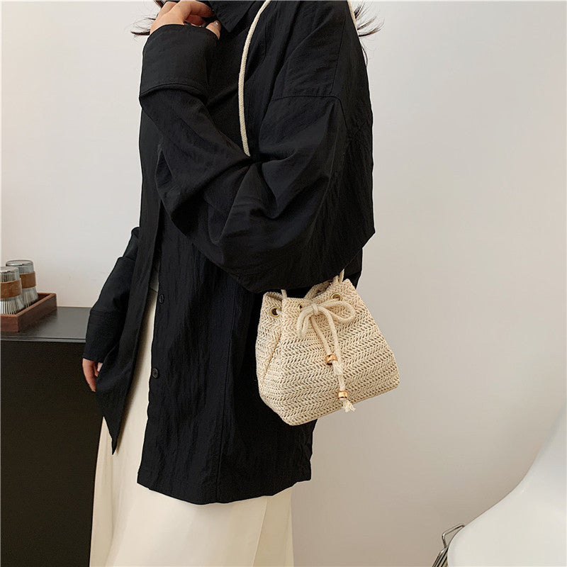 Bohemian-Inspired Woven Mini Drawstring Bag