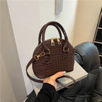 Crocodile-Embossed Mini Satchel Bag