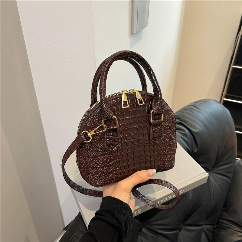 Crocodile-Embossed Mini Satchel Bag