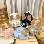 Kawaii Plush Backpack with Dog Design