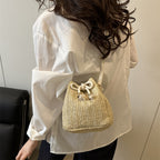 Bohemian Straw Bucket Bag