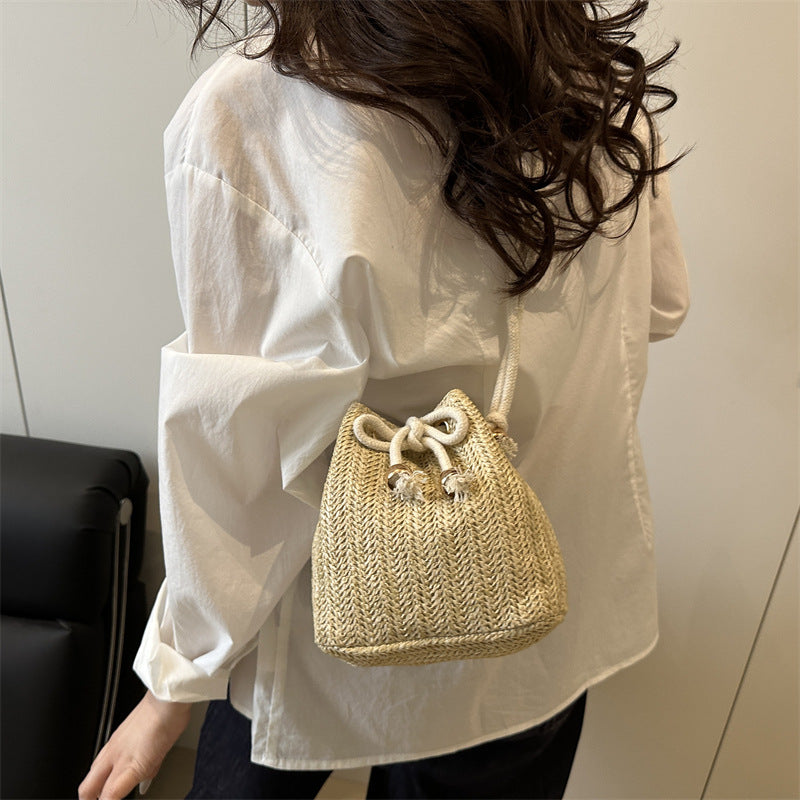 Bohemian Straw Bucket Bag