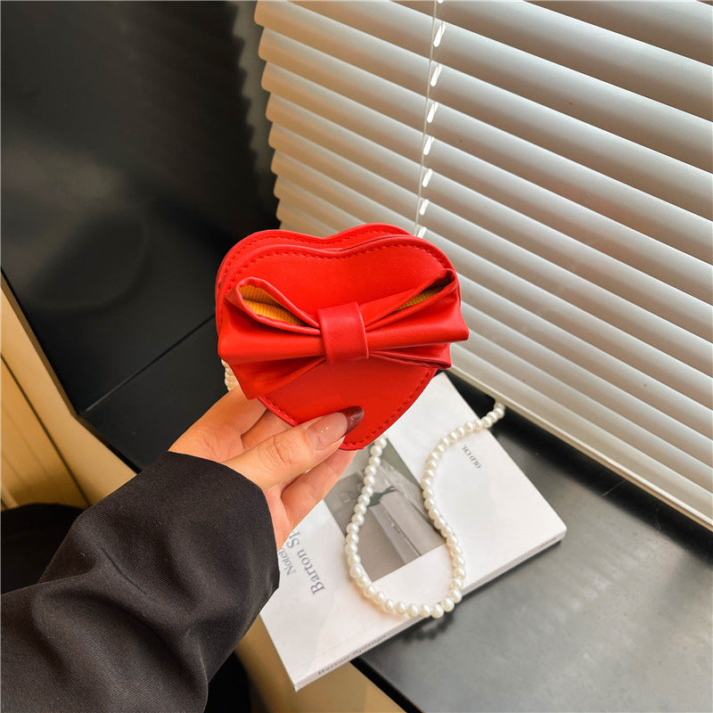 WoHeart-Shaped Bow Clutch Bag