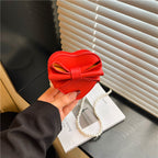 WoHeart-Shaped Bow Clutch Bag