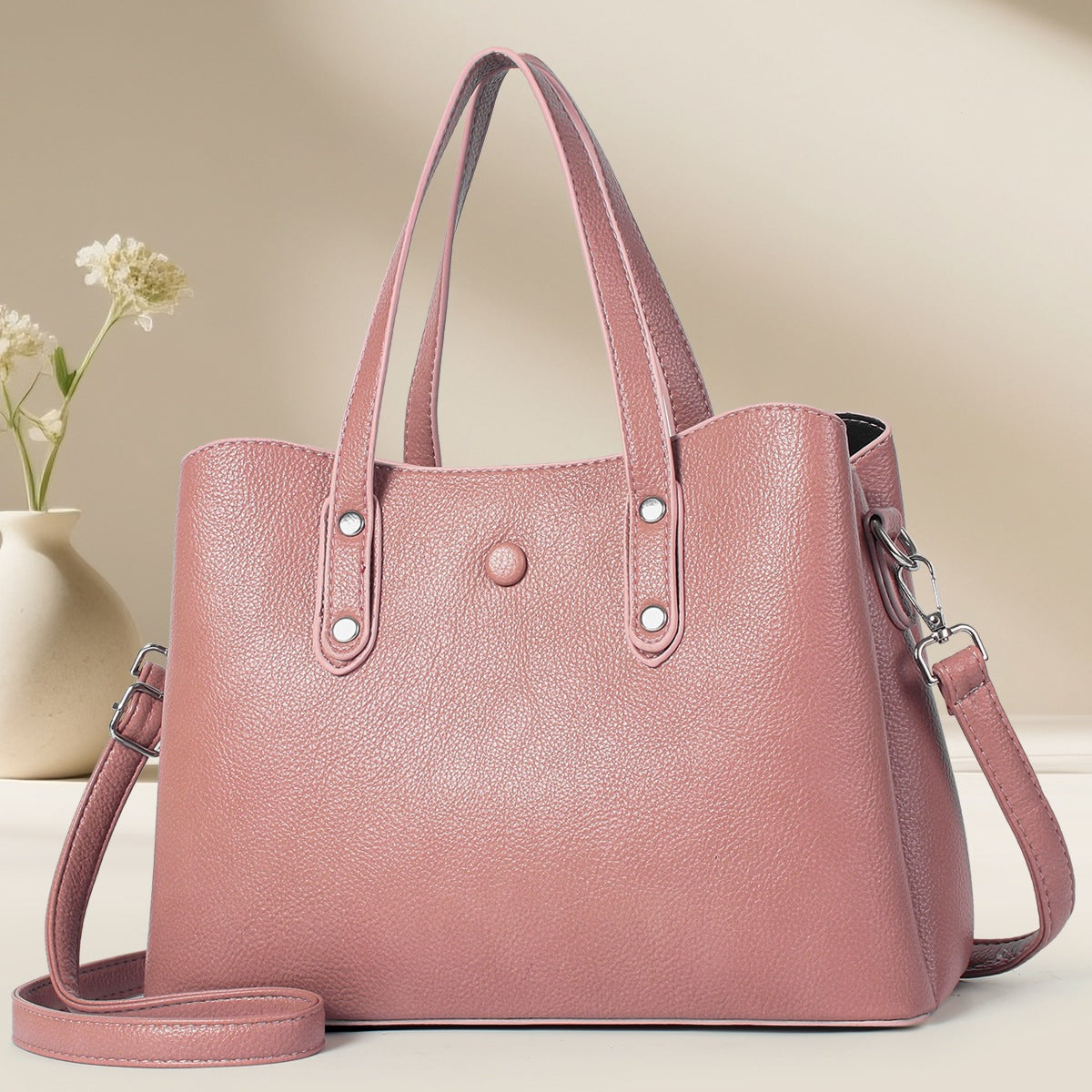 Ladies structured tote bag-https://detail.1688.com/offer/943709788101.html-Calm Wears-Rosa-30-Calm Wears