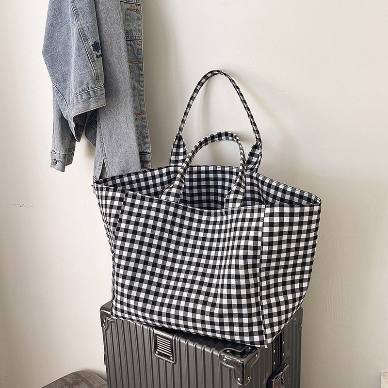 Stylish Checked Utility Tote Bag