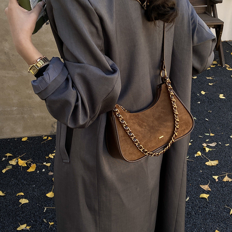 Women's fashionable shoulder bag in vintage look with chain strap-https://detail.1688.com/offer/997435712249.html-Calm Wears-Braun-nothing-Calm Wears
