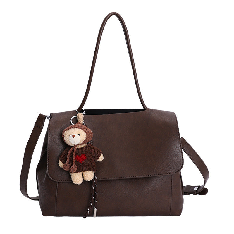 Women's fashionable shoulder bag with charming pendant-https://detail.1688.com/offer/1003905987892.html-Calm Wears-Braun-Size: With pendant-Calm Wears