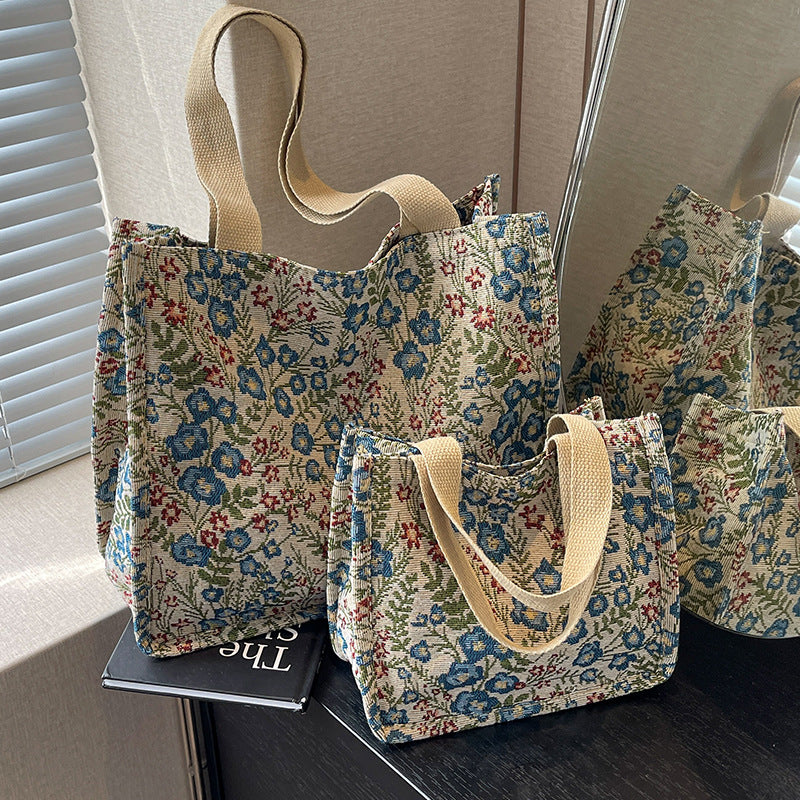 Women's tote bag with floral embroidery design and sturdy handles-https://detail.1688.com/offer/810077843072.html-Calm Wears-Rosa-nothing-Calm Wears