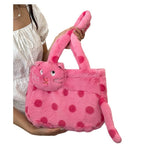 Plush shoulder bag with animal motif