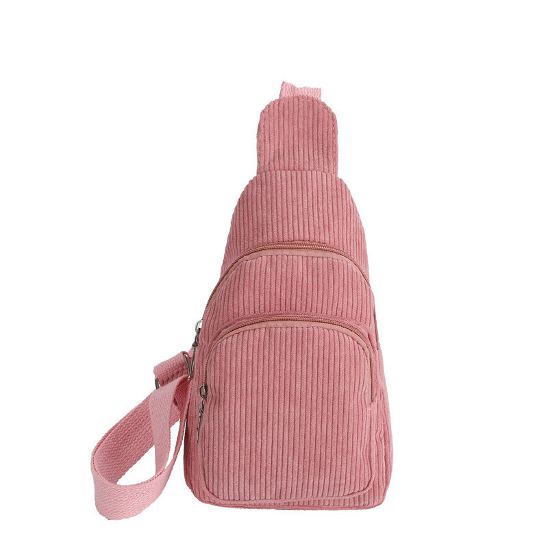 WoMulti-Compartment Corduroy Sling Bag