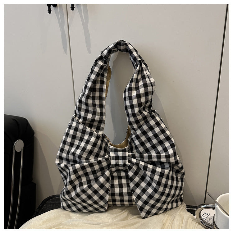 Bow Accent Fabric Tote Bag