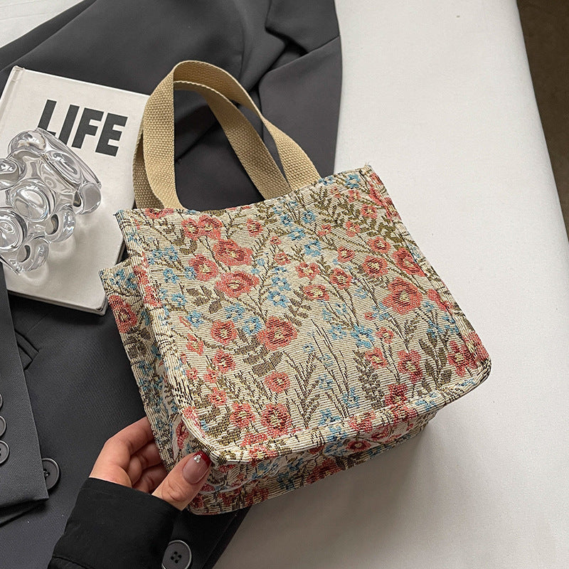 Women's tote bag with floral embroidery design and sturdy handles-https://detail.1688.com/offer/810077843072.html-Calm Wears-Rosa-nothing-Calm Wears