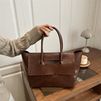 WoCrocodile Textured Structured Handbag