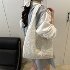 Elegant Floral Embroidered Grocery Tote Bag