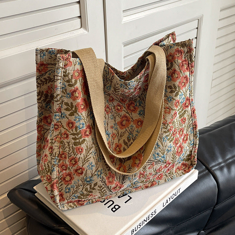 Women's tote bag with floral embroidery design and sturdy handles-https://detail.1688.com/offer/810077843072.html-Calm Wears-Rosa-nothing-Calm Wears