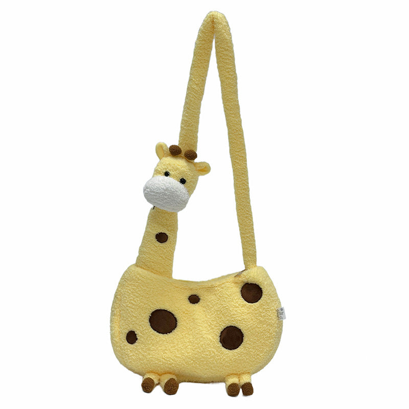Plush Shoulder Bag in Giraffe Design