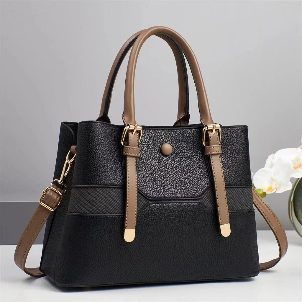 Women's Structured Tote Bag-https://detail.1688.com/offer/902596431945.html-Calm Wears-Black-281320-Calm Wears