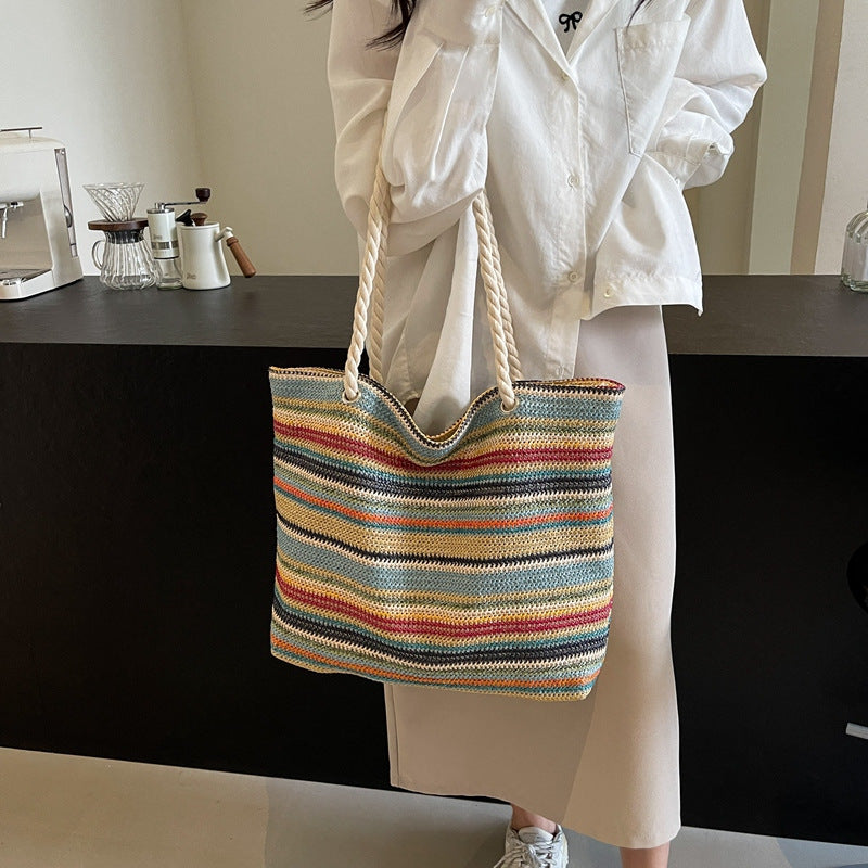 Spacious Striped Beach Tote Calm Wears