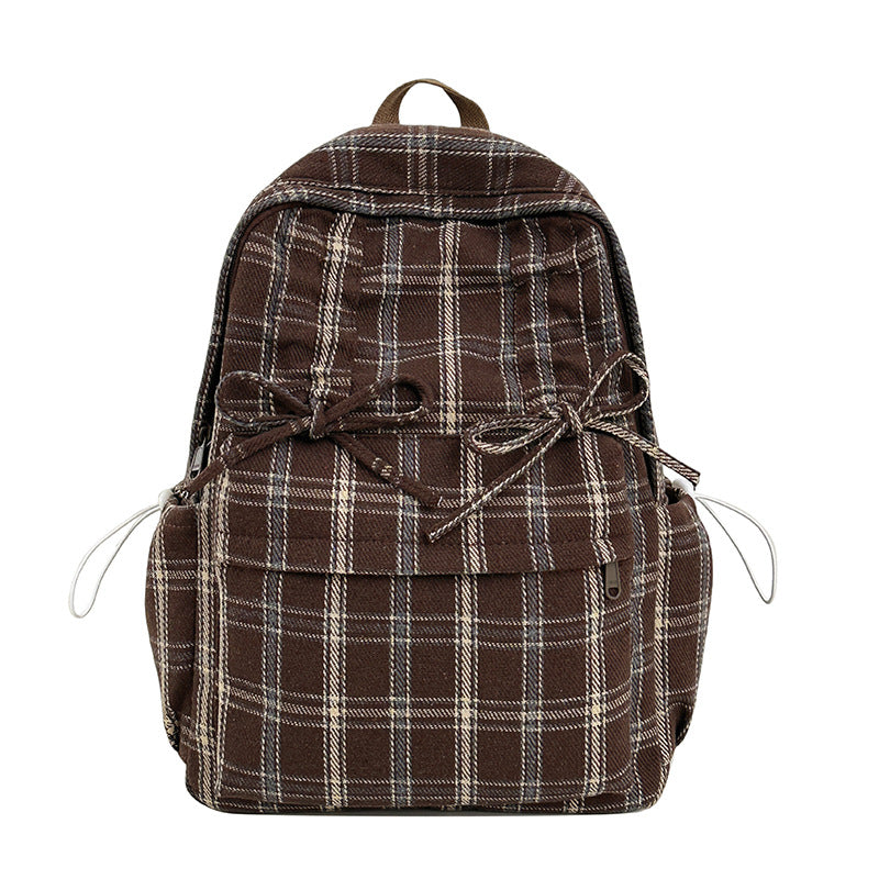 Checked Casual Drawstring Backpack