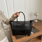 WoCrocodile Textured Structured Handbag
