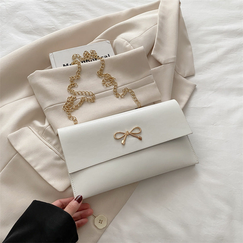 Women's elegant clutch in minimalist design with golden accents-https://detail.1688.com/offer/931090735319.html-Calm Wears-White-nothing-Calm Wears