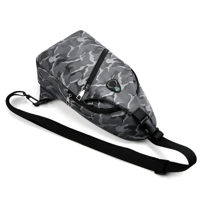 Crossbody backpack with water-repellent material and ergonomic carrying system