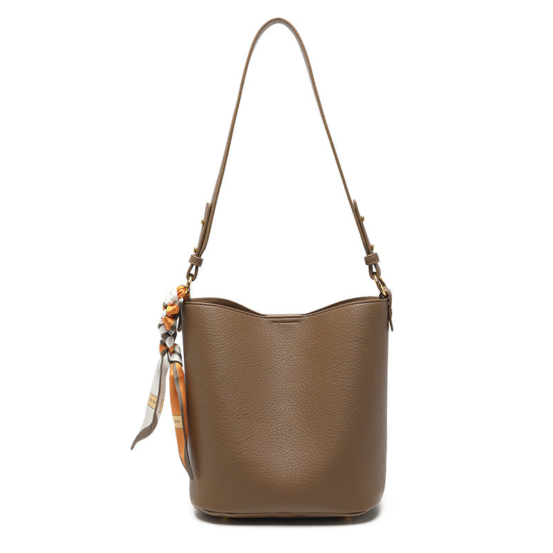 Textured Leather Bucket Bag
