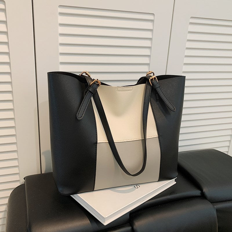 Women's spacious tote bag with elegant color block details-https://detail.1688.com/offer/940166356746.html-Calm Wears-Gray-nothing-Calm Wears