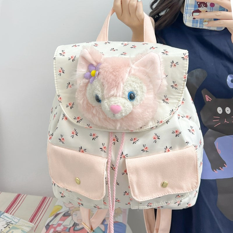 Plush backpack with playful animal motif