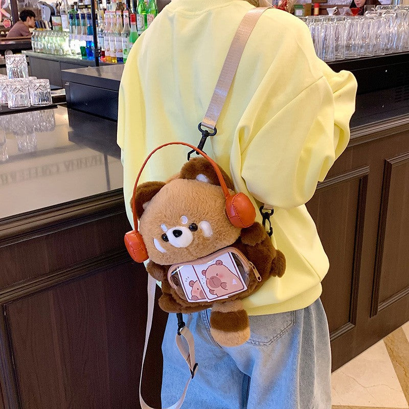 Plush Shoulder Bag in Bear Design