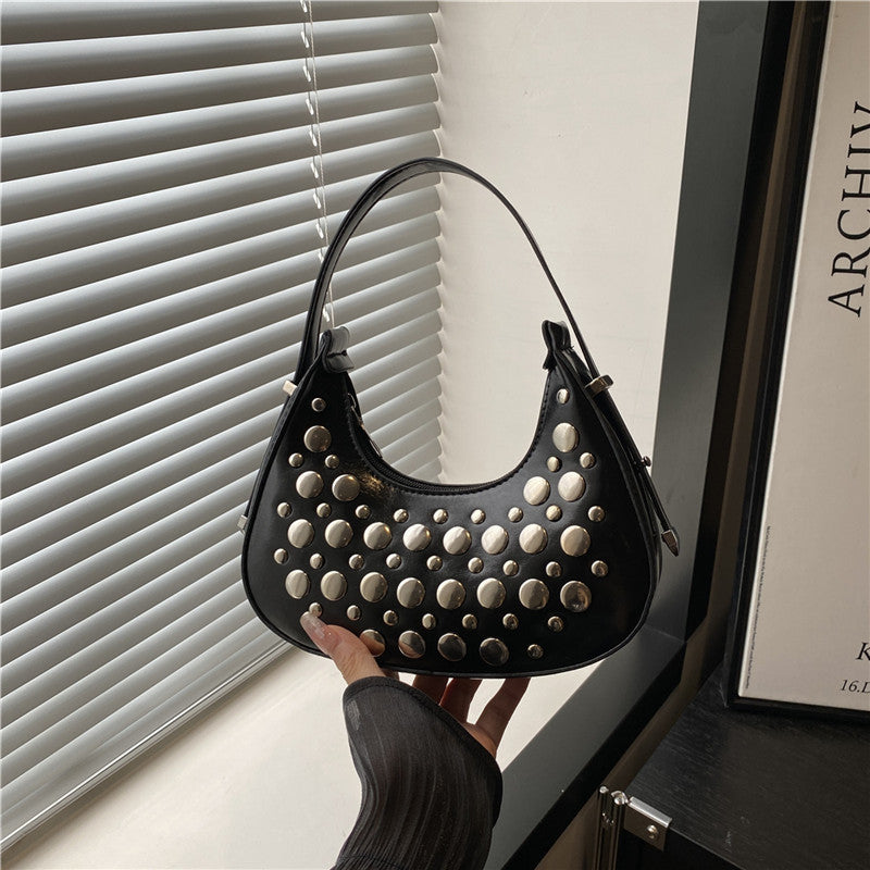 Studded Leather Hobo Bag