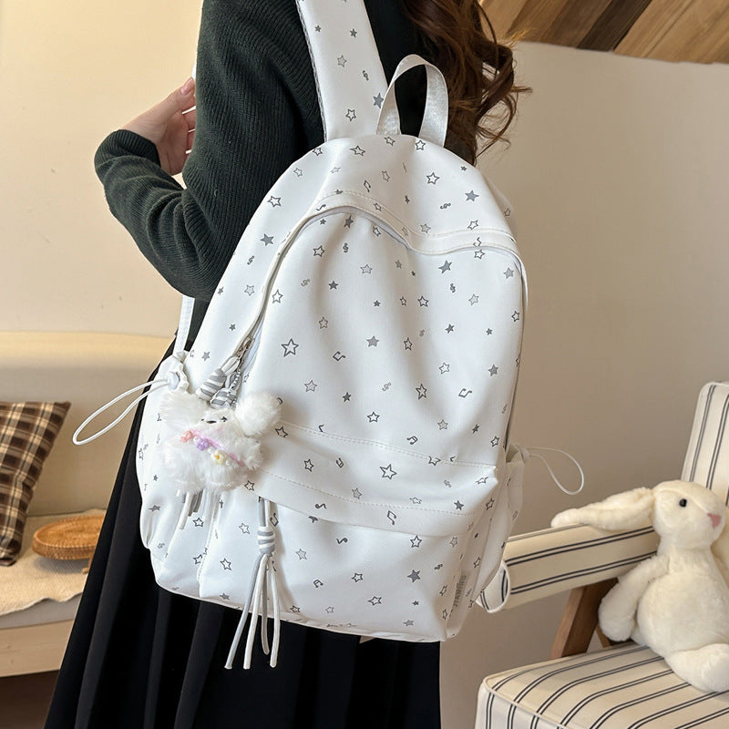 Fashionable backpack with colorful star pattern
