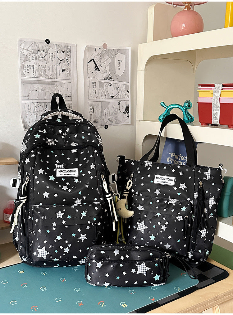 Starry Pattern School Backpack Set-https://detail.1688.com/offer/1065376284811.html-Calm Wears-Black-Calm Wears