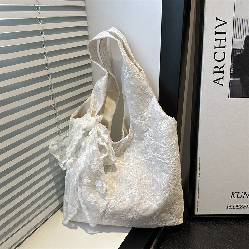 Elegant Lace-Trimmed Shoulder Bag