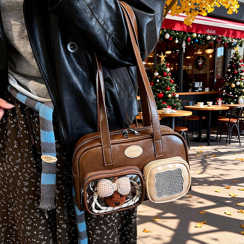 Women's shoulder bag with unique drawstring and charming pendant-https://detail.1688.com/offer/1003989816016.html-Calm Wears-Braun-Size: With pendant-Calm Wears