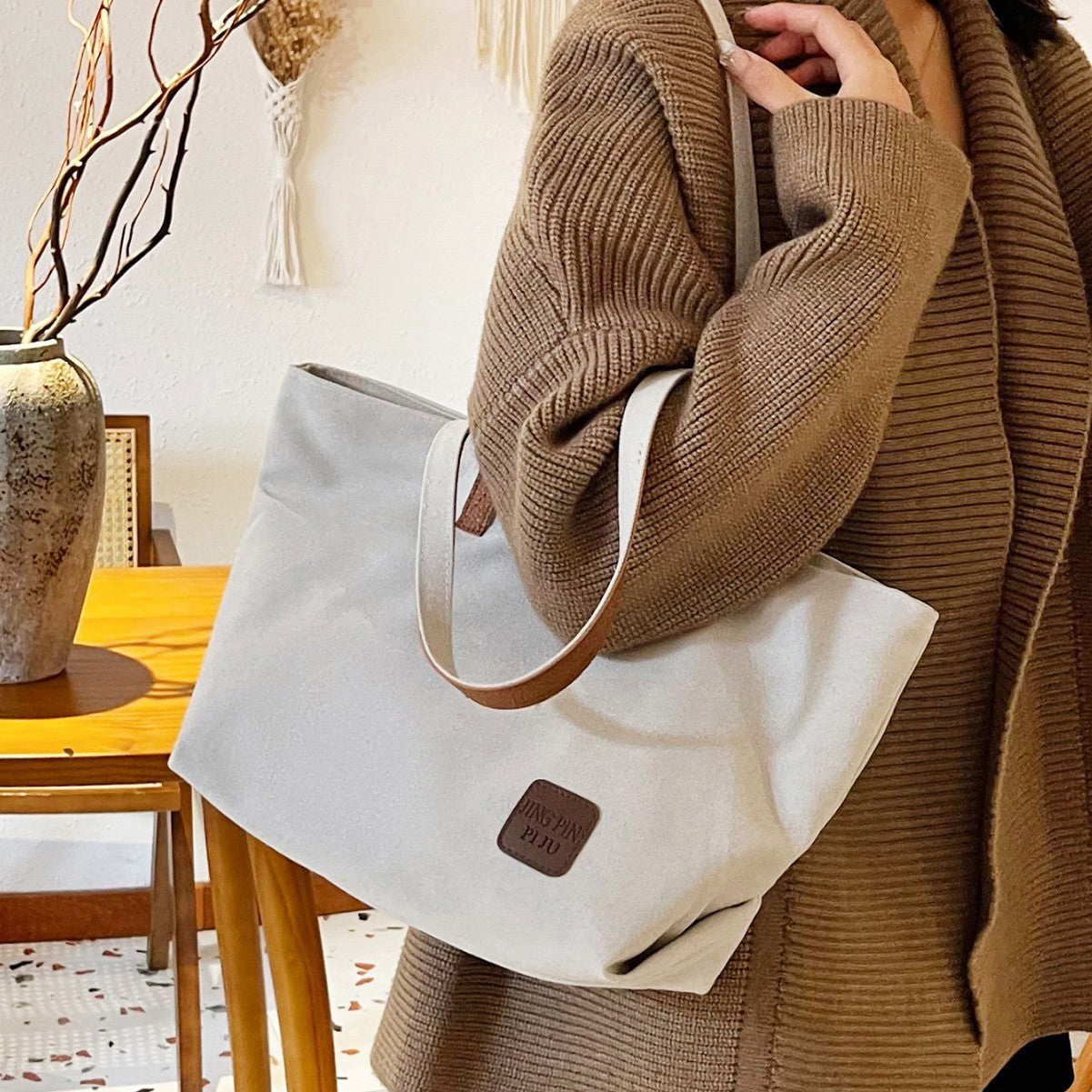 Ladies elegant tote bag-https://detail.1688.com/offer/851557556086.html-Calm Wears-Gray-nothing-Calm Wears