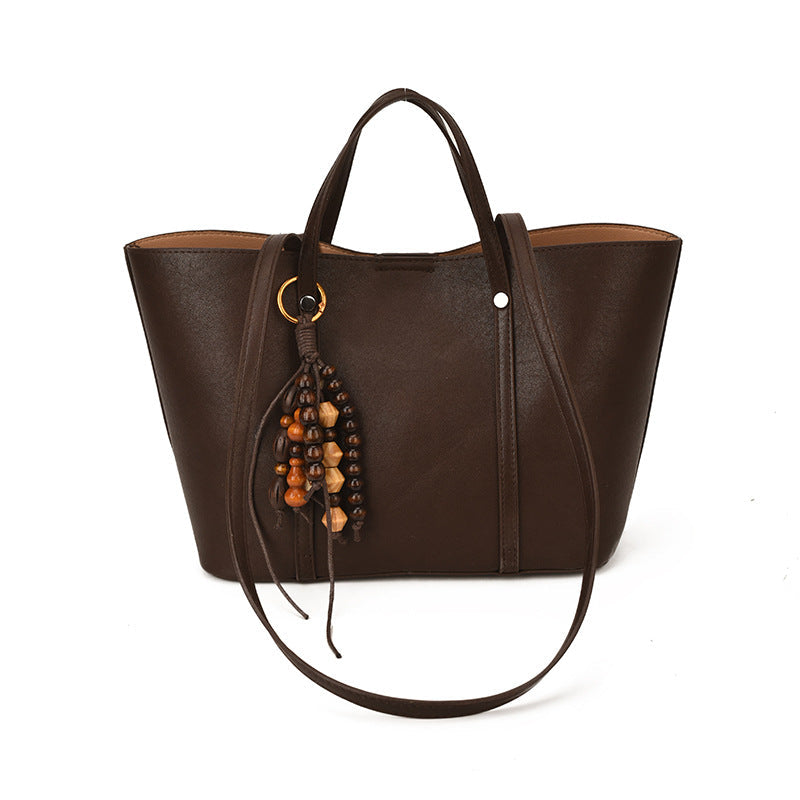 Women's Tote Bag with Modern Design and Unique Beaded Pendant-https://detail.1688.com/offer/998937224371.html-Calm Wears-Braun-Size: With pendant-Calm Wears