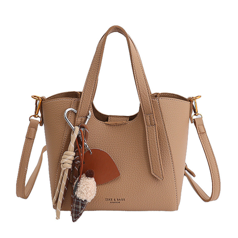 Women's mini handbag in an elegant design with charming pendant-https://detail.1688.com/offer/1008093752563.html-Calm Wears-Khaki-Size: With pendant-Calm Wears