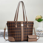 Women practical tote handbag with stylish check pattern and detachable mini clutch-https://detail.1688.com/offer/768455158576.html-Calm Wears-Braun-31-Calm Wears