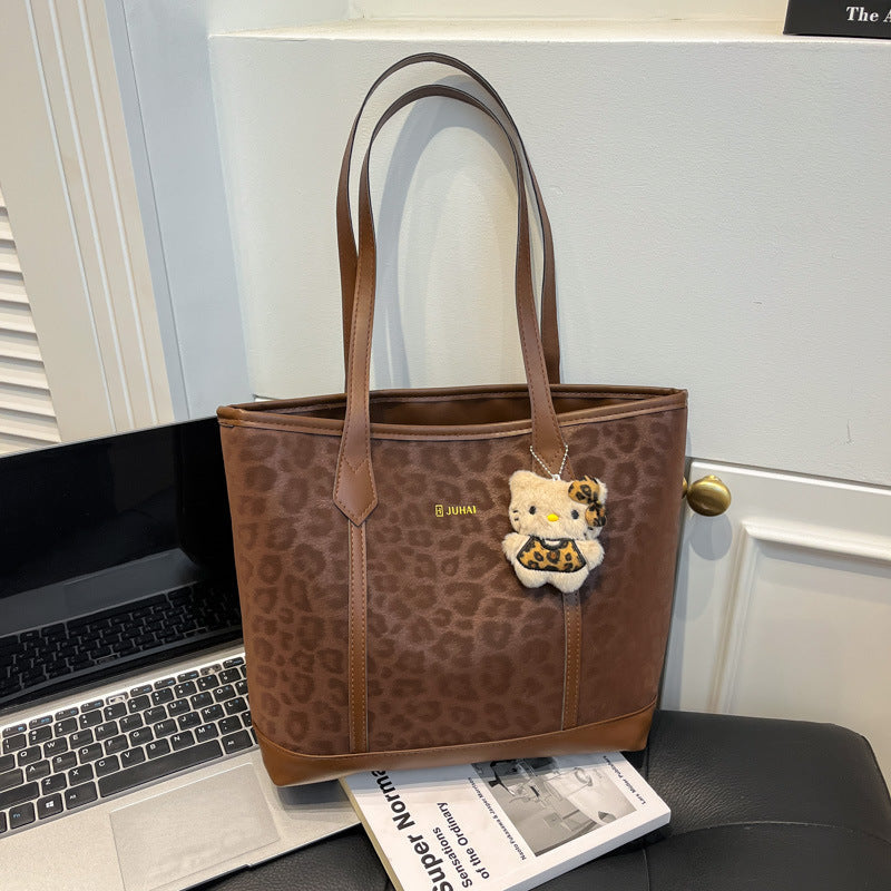 Women’s fashionable tote bag with leopard print and practical inner pocket-https://detail.1688.com/offer/1013047984690.html-Calm Wears-Braun-Size: With pendant-Calm Wears