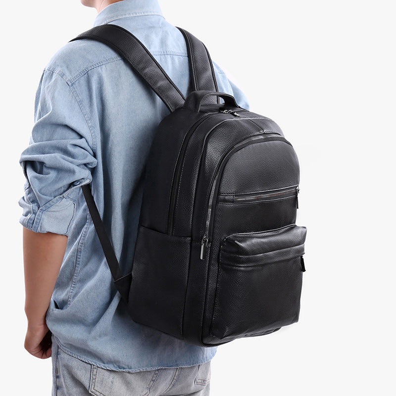 Sleek Textured Leather Backpack Calm Wears