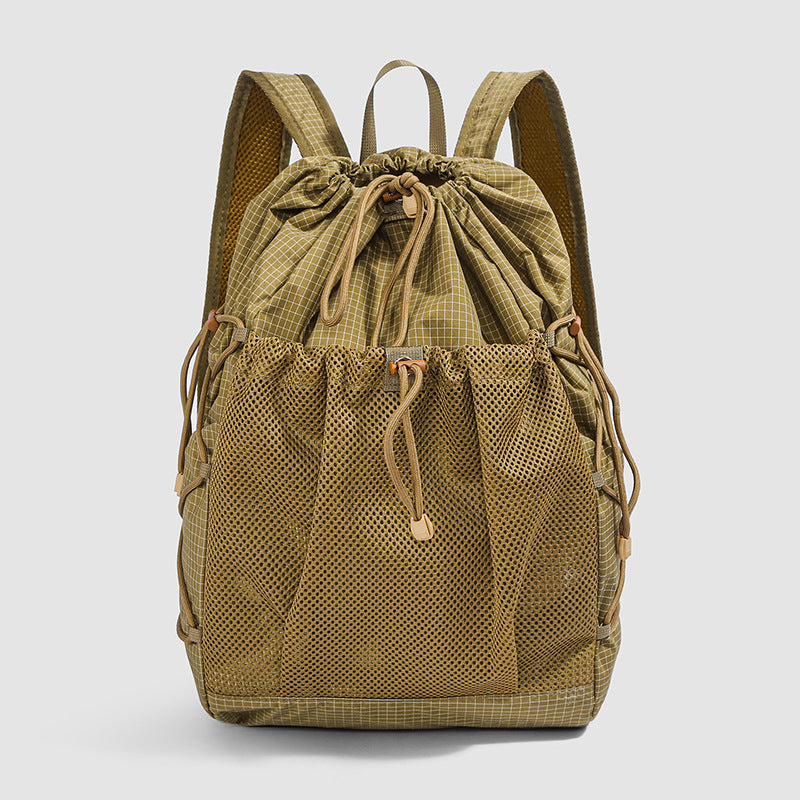 Versatile Mesh-Panel Drawstring Backpack