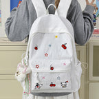 Playful Character Embroidered School Backpack