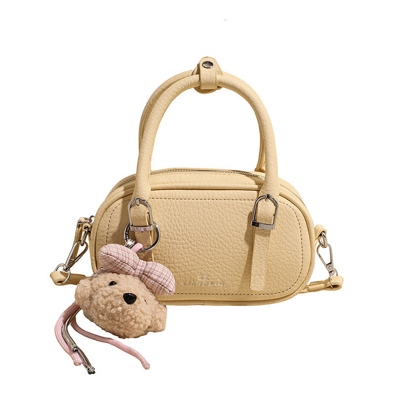 Women's mini handbag with removable teddy keychain