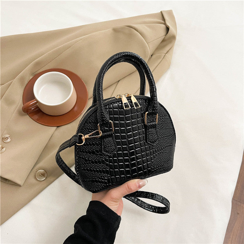 Crocodile-Embossed Mini Satchel Bag