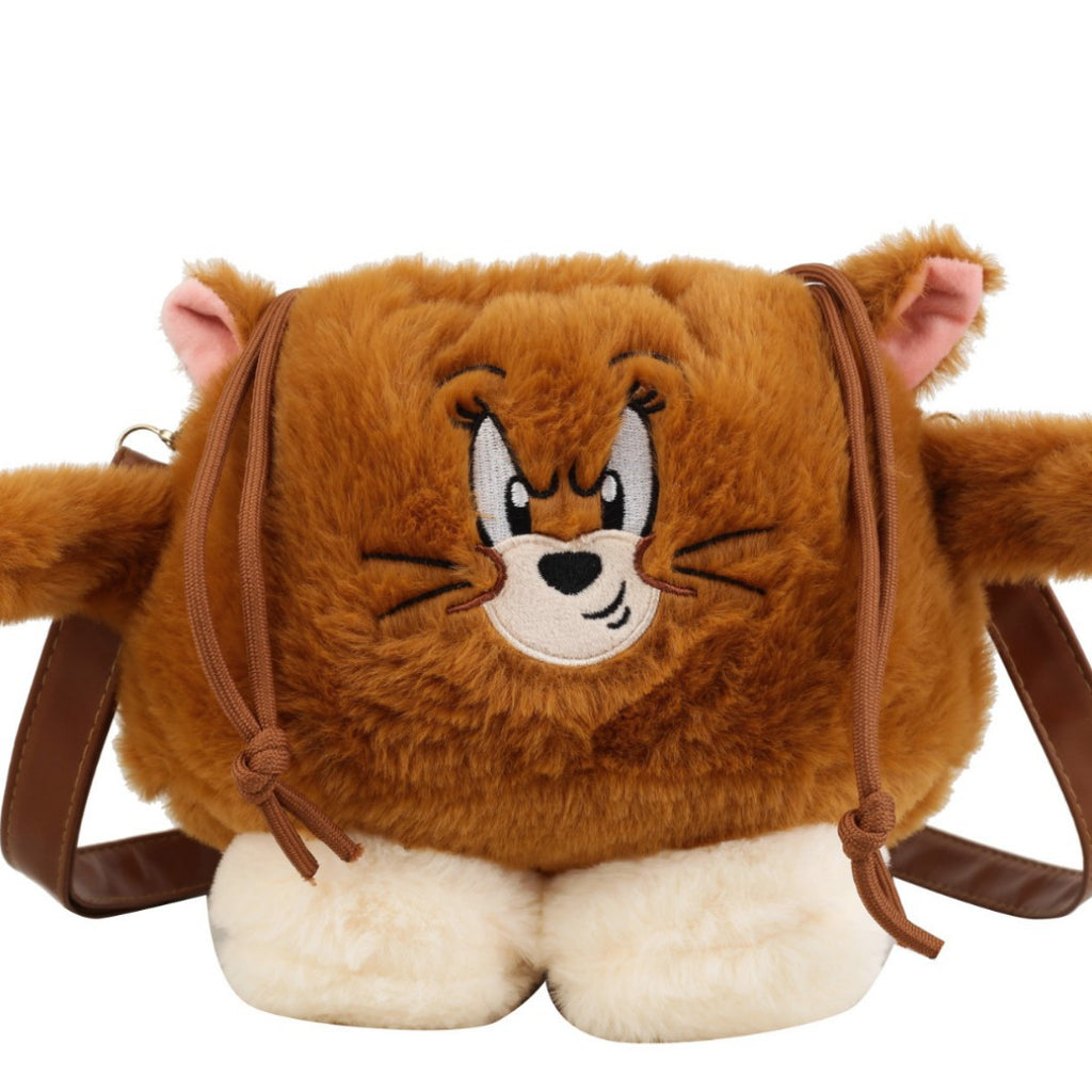 Plush Shoulder Bag with Animal Motif and High Cuddliness